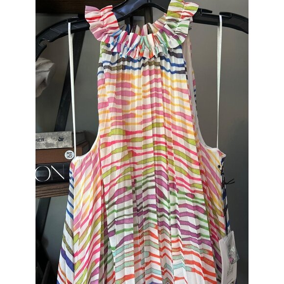 Amur Estfan Pleated Halter Dress Double Rainbow Womens Size 6 - Picture 5 of 9